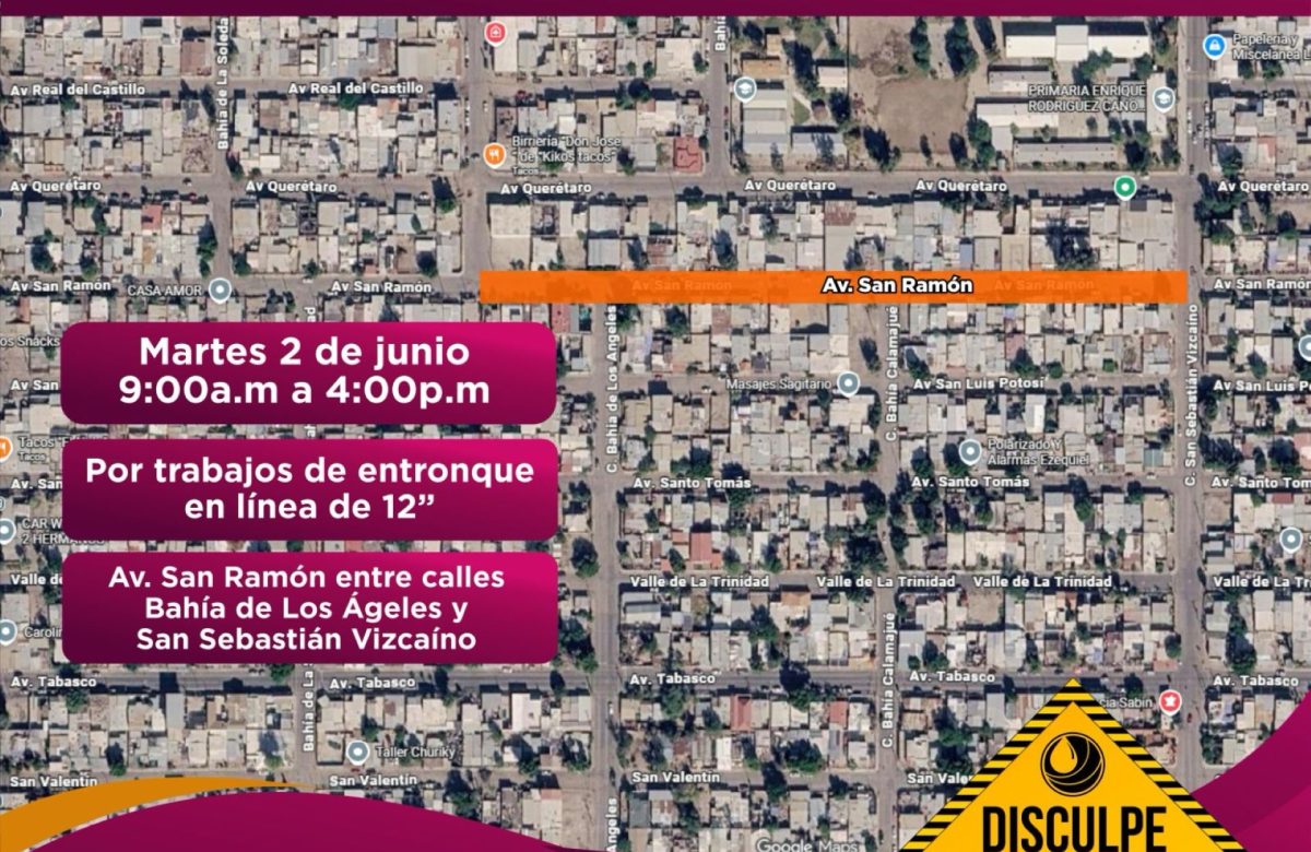 CESPM informa sobre cierres viales y suspensión temporal del servicio por obras de infraestructura
