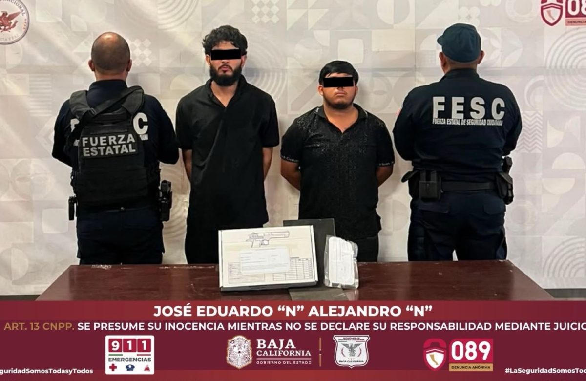 Asegura FESC a dos individuos en poder de un arma de fuego en Tijuana