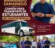 Dona Armando Samaniego camión para transporte de estudiantes del Valle de Mexicali