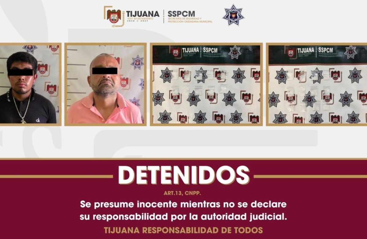 Detiene Policía Municipal a dos personas en posesión de presuntas dosis de droga